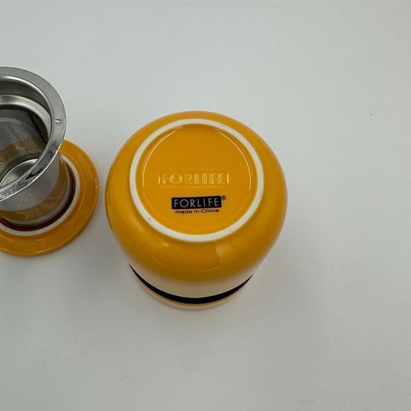 NIB!! FORLIFE Curve Asian Style Tea Cup with Infuser and Lid 12 ounces, Mandarin - Picture 4 of 12